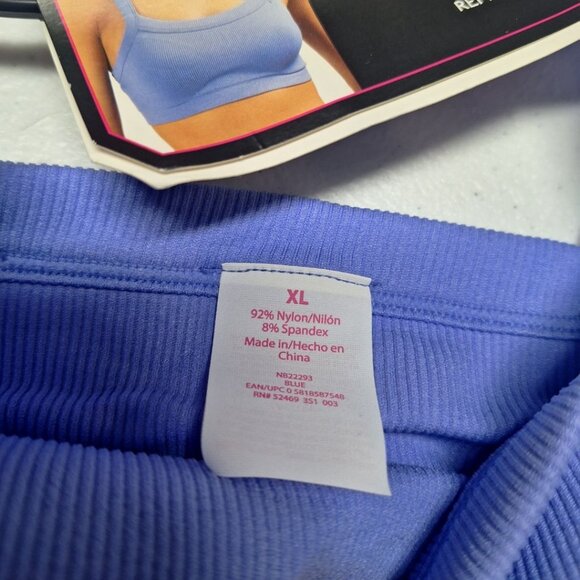 No Boundaries Bralette Seamless Removable Pads Womens XL With Tags Blue Ribbed - Picture 3 of 6